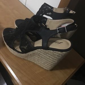 Black wedge sandals. Size 11